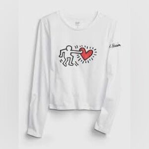Gap × Keith Haring Shrunken Graphic Long Sleeve T-Shirt- XS